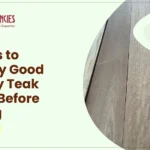Good quality teak wood showing grain, colour and natural wood characteristics